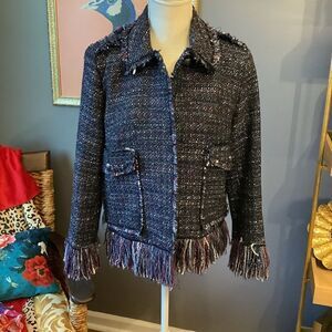 For the Republic‎ Tweed Wool Fringe Blazer 💜🤩❤️